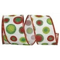 thumbnail image 1 of Reliant Ribbon - 90277W-030-40F, Bullseye Dots Glitz Wired Edge Ribbon, White, 2-1/2 Inch, 10 Yards, 1 of 3