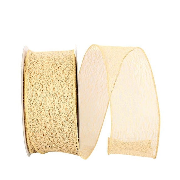 Reliant Ribbon - 90411W-750-40J, Web Natural Wired Edge Ribbon, Natural, 2-1/2 Inch, 25 Yards
