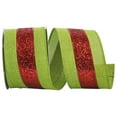 thumbnail image 1 of Reliant Ribbon - 90657W-600-40F, Stripe Glitz Nat Wired Edge Ribbon, Red/lime, 2-1/2 Inch, 10 Yards, 1 of 1