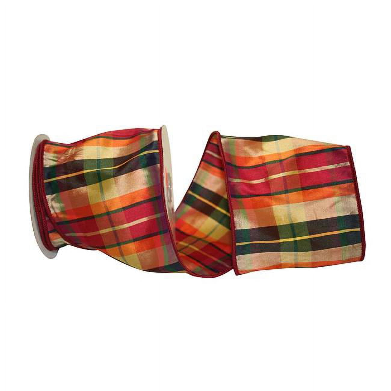 Reliant Ribbon Script Reliant Ribbon - 90952W-001-10F, Dupioni Dare Plaid Wired Edge Ribbon ...