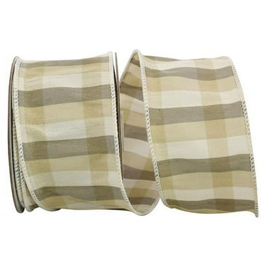 Reliant Ribbon - 90956W-001-40F, Chandler Check Wired Edge Ribbon, Multi, 2-1/2 Inch, 10 Yards