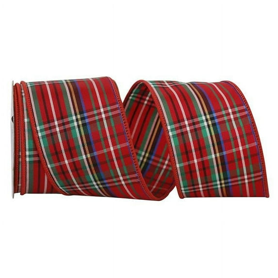 Reliant Ribbon - 9179M-001-40F, Mcdougle Plaid Wired Edge Ribbon, Multi, 2-1/2 Inch, 10 Yards