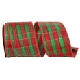 thumbnail image 1 of Reliant Ribbon - 9182M-985-40F, Tartan Tony Metallic Plaid Wired Edge Ribbon, Red/green, 2-1/2 Inch, 10 Yards, 1 of 1