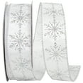 thumbnail image 1 of Reliant Ribbon - 92129W-981-09J, Snowflake Stream Wired Edge Ribbon, White/silver, 1-1/2 Inch, 25 Yards, 1 of 1