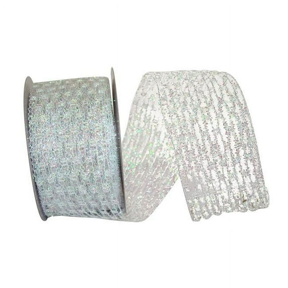 Reliant Ribbon 92167W-089-40F 2.5 in. 10 Yards Flex Net Stretch Metallic Wired Edge Ribbon, Iridescent