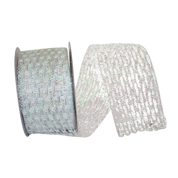 Reliant Ribbon - 92167W-089-40F, Flex Net Stretch Metallic Wired Edge Ribbon, Iridescent, 2-1/2 Inch, 10 Yards