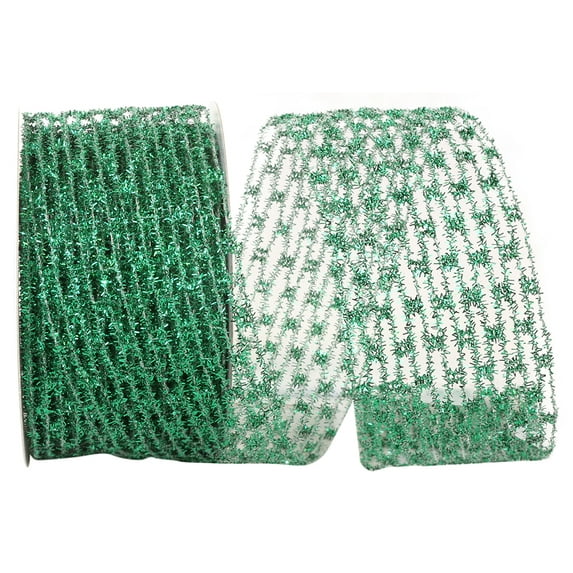 Reliant Ribbon - 92167W-510-40F, Flex Net Stretch Metallic Wired Edge Ribbon, Emerald, 2-1/2 Inch, 10 Yards