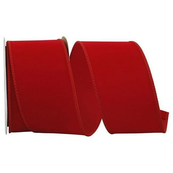 Reliant Ribbon - 92270W-065-40F, Velvet Value Fabric Backed Wired Edge Ribbon, Red, 2-1/2 Inch, 10 Yards