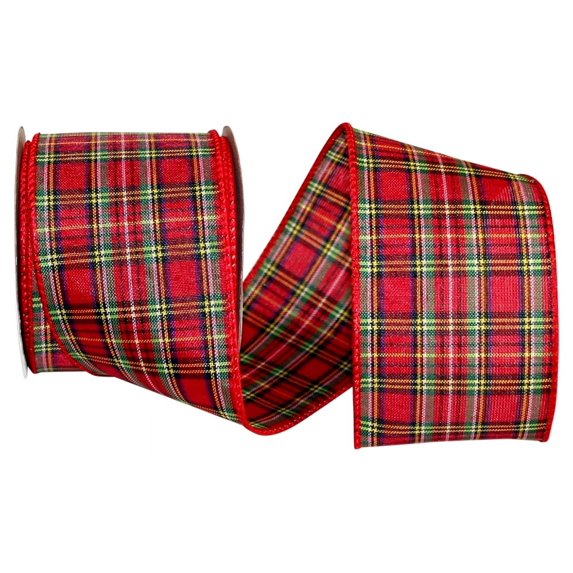 Reliant Ribbon - 92300W-001-40F, Tradition Plaid Value Wired Edge Ribbon, Multi, 2-1/2 Inch, 10 Yards