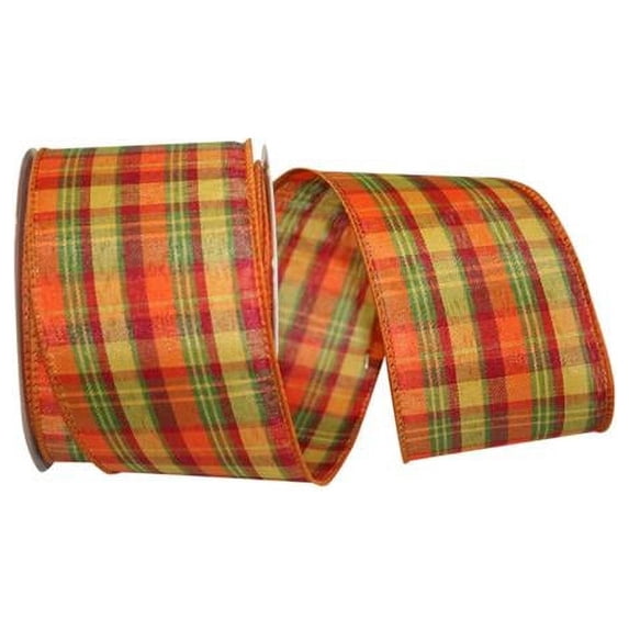 Reliant Ribbon - 92317W-001-40F, Planters Plaid Value Wired Edge Ribbon, Multi, 2-1/2 Inch, 10 Yards