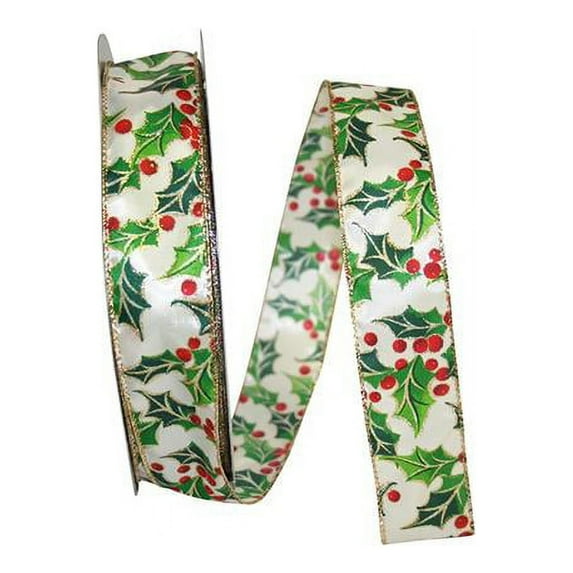 Reliant Ribbon - 92323W-001-09K, Holly Value Wired Edge Ribbon, Multi, 1-1/2 Inch, 50 Yards