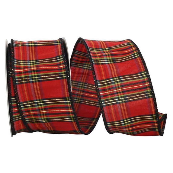 Reliant Ribbon 92352W-001-40F 2.5 in. 10 Yards Edinburgh Plaid Wired Edge Ribbon, Multi Color