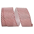 thumbnail image 1 of Reliant Ribbon 92376W-695-40H 2.5 in. 20 Yards Candy Cane Glitter Diagonal Stripe Wired Edge Ribbon, Red & White, 1 of 1
