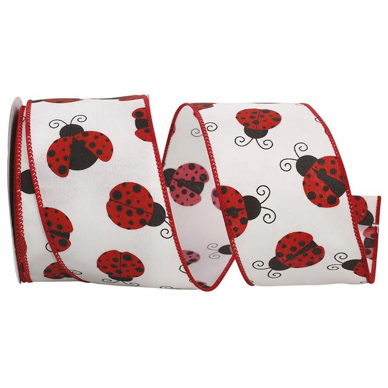 Reliant Ribbon - 92544W-030-40F, Ladybug Place We Rd Ribbon, White, 2-1 ...