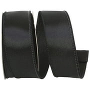Reliant Ribbon - 92575W-031-09F, Satin Value Wired Edge Ribbon, Black, 1-1/2 Inch, 10 Yards