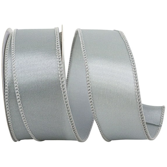 Reliant Ribbon - 92575W-070-09F, Satin Value Wired Edge Ribbon, Silver, 1-1/2 Inch, 10 Yards