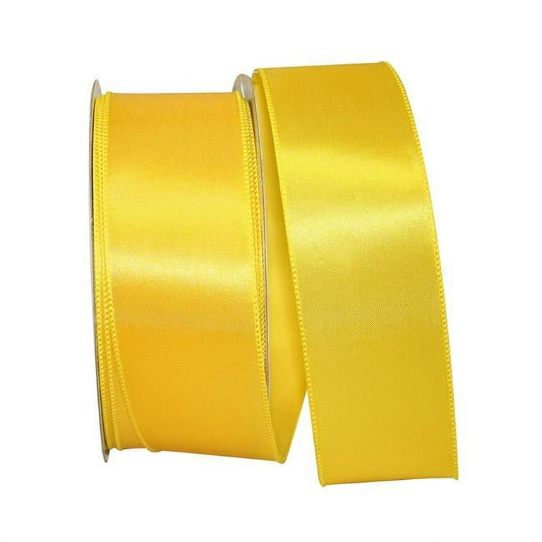 Reliant Ribbon - 92575W-079-40K, Satin Value Wired Edge Ribbon, Yellow,  2-1/2 Inch, 50 Yards