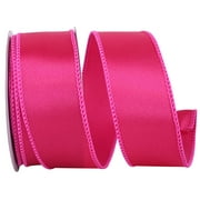 Reliant Ribbon - 92575W-222-09F, Satin Value Wired Edge Ribbon, Fuchsia, 1-1/2 Inch, 10 Yards