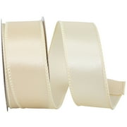 Reliant Ribbon - 92575W-810-09F, Satin Value Wired Edge Ribbon, Ivory, 1-1/2 Inch, 10 Yards