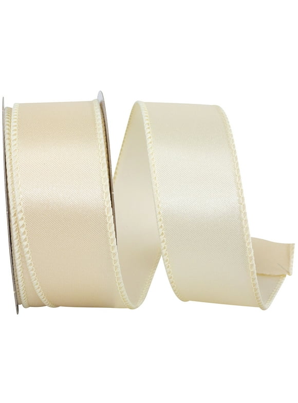 Reliant Ribbon - 92575W-810-09F, Satin Value Wired Edge Ribbon, Ivory, 1-1/2 Inch, 10 Yards