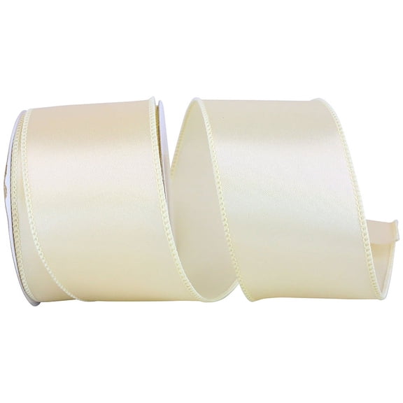 Reliant Ribbon - 92575W-810-40F, Satin Value Wired Edge Ribbon, Ivory, 2-1/2 Inch, 10 Yards