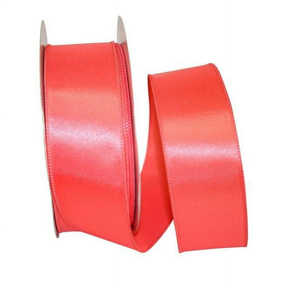 Reliant Ribbon - 92575W-907-40K, Satin Value Wired Edge Ribbon, Coral, 2-1/2 Inch, 50 Yards