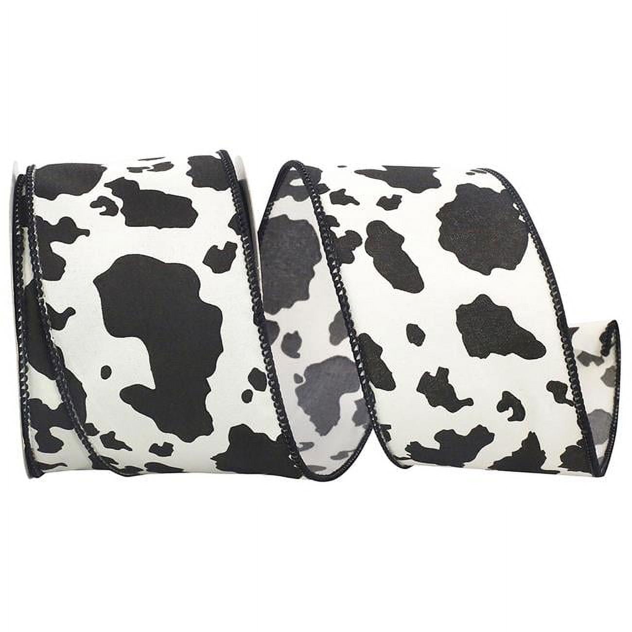 10 Yards - 1.5” Black and White Cow Print Ribbon – foxwreathsupplies