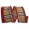 thumbnail image 1 of Reliant Ribbon - 92658W-092-40F, Burbank Plaid Border Wired Edge Ribbon, Brown, 2-1/2 Inch, 10 Yards, 1 of 3
