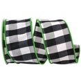 thumbnail image 1 of Reliant Ribbon 92679W-504-40F 2.5 in. 10 Yards Grand Gingham Check Wired Edge Ribbon, Black & Lime, 1 of 1