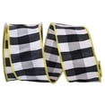 thumbnail image 1 of Reliant Ribbon - 92679W-779-40F, Grand Gingham Check Wired Edge Ribbon, Black/yellow, 2-1/2 Inch, 10 Yards, 1 of 1