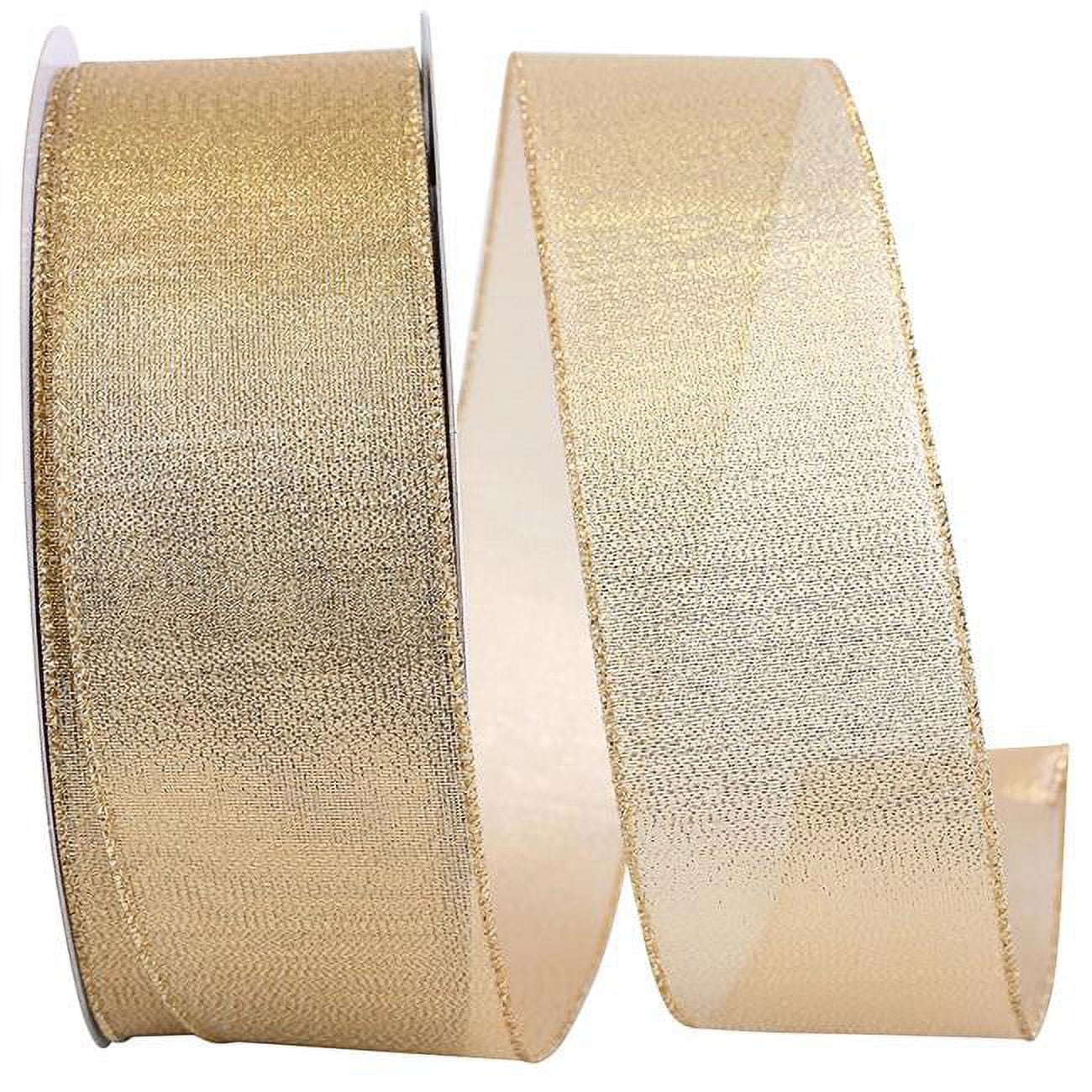 Reliant Gold Reliant Ribbon - 92700W-035-40K, Lame Glimmer Value Wired Edge Ribbon ...