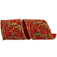 thumbnail image 1 of Reliant Ribbon - 92740W-985-10F, Exquiste Scroll Holiday Wired Edge Ribbon, Red/green, 4 Inch, 10 Yards, 1 of 1