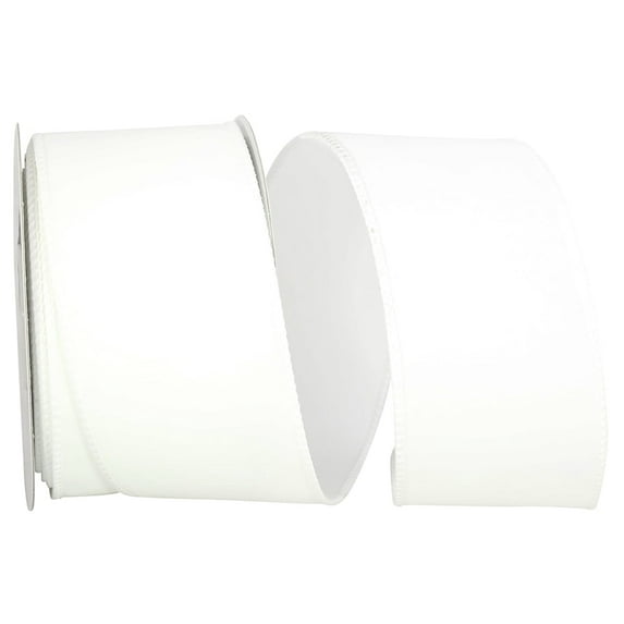 Reliant Ribbon - 92799W-030-40F, Velvet Color Wired Edge Ribbon, White, 2-1/2 Inch, 10 Yards