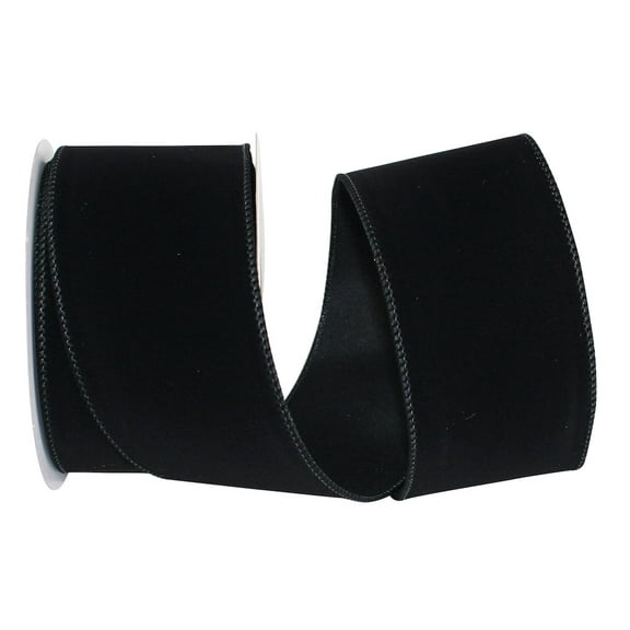 Reliant Ribbon - 92799W-031-40F, Velvet Color Wired Edge Ribbon, Black, 2-1/2 Inch, 10 Yards