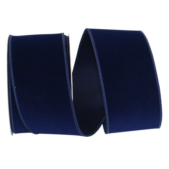 Reliant Ribbon - 92799W-055-40F, Velvet Color Wired Edge Ribbon, Navy, 2-1/2 Inch, 10 Yards