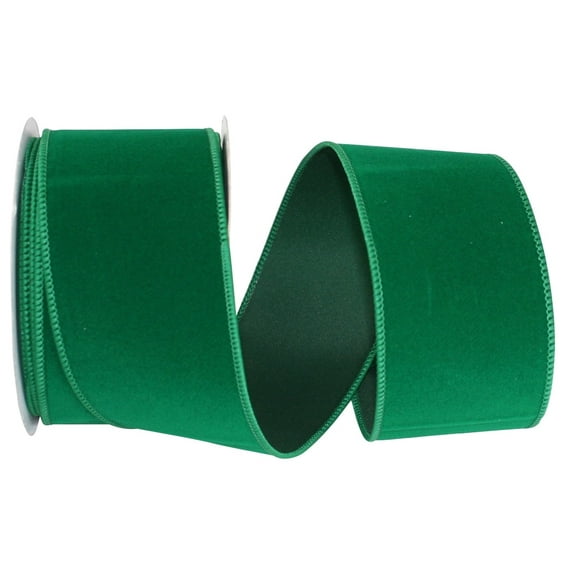 Reliant Ribbon - 92799W-510-40F, Velvet Color Wired Edge Ribbon, Emerald, 2-1/2 Inch, 10 Yards