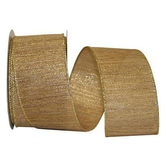 Reliant Ribbon - 92818W-035-40H, Metallic Natural Harmony Wired Edge Ribbon, Gold, 2-1/2 Inch, 20 Yards