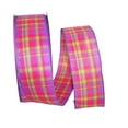 thumbnail image 1 of Reliant Ribbon - 92843W-222-40K, Plaid Glamour Value Wired Edge Ribbon, Fuchsia, 2-1/2 Inch, 50 Yards, 1 of 1