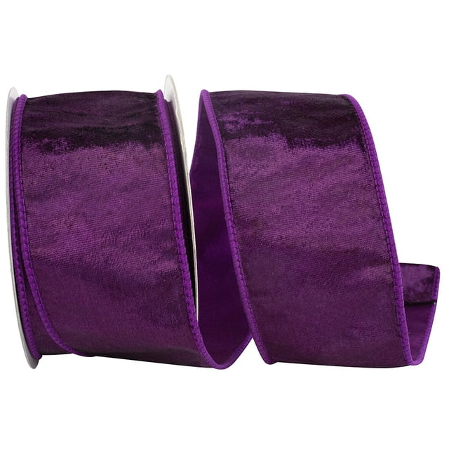 Reliant Ribbon - 92898W-064-40F, Designer Plush Velvet Elite Wire Edge Ribbon, Purple, 2-1/2 Inch, 10 Yards