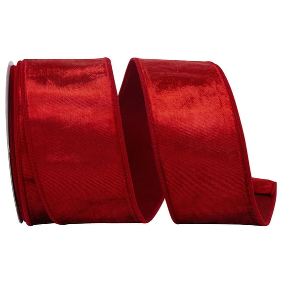 Reliant Ribbon - 92898W-065-40F, Designer Plush Velvet Elite Wire Edge Ribbon, Red, 2-1/2 Inch, 10 Yards