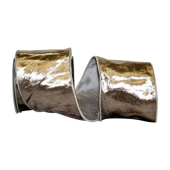 Reliant Ribbon - 92898W-075-10D, Designer Plush Velvet Elite Wire Edge Ribbon, Platinum, 4 Inch, 5 Yards
