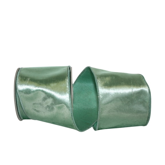 Reliant Ribbon - 92898W-137-10D, Designer Plush Velvet Elite Wire Edge Ribbon, Celadon, 4 Inch, 5 Yards