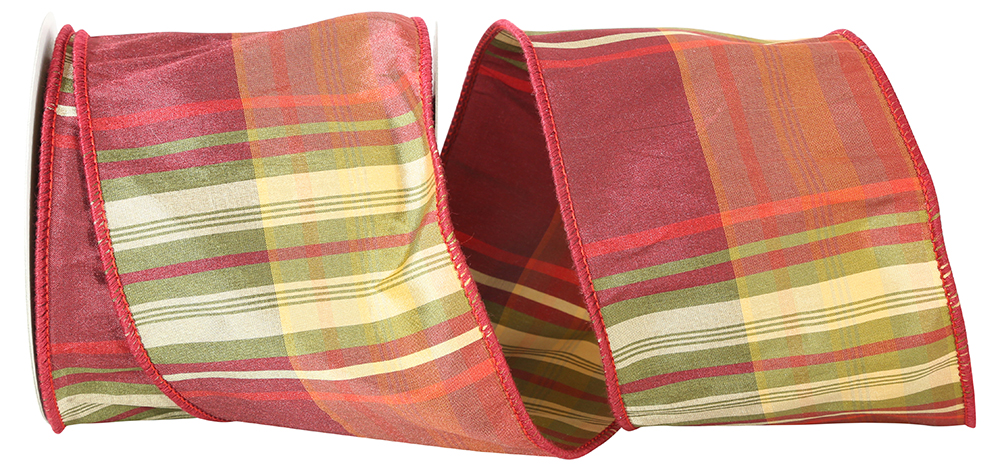 Reliant Ribbon - 92955W-043-10F, Plaid Woodlands Dupioni Wired Edge ...