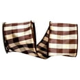 thumbnail image 1 of Reliant Ribbon - 92965W-092-10F, Check Silk Wired Edge Ribbon, Brown, 4 Inch, 10 Yards, 1 of 1
