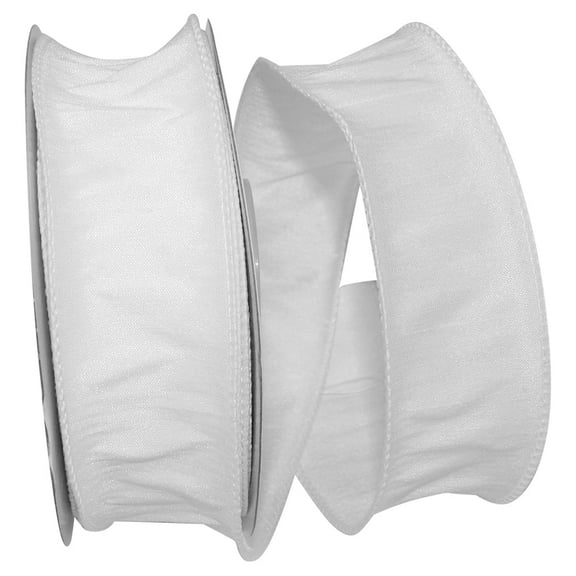 Reliant Ribbon - 92975W-030-09F, Dupioni Supreme Wired Edge Ribbon, White, 1-1/2 Inch, 10 Yards