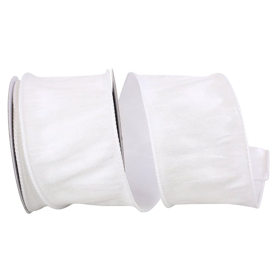 Reliant Ribbon - 92975W-030-40F, Dupioni Supreme Wired Edge Ribbon, White, 2-1/2 Inch, 10 Yards
