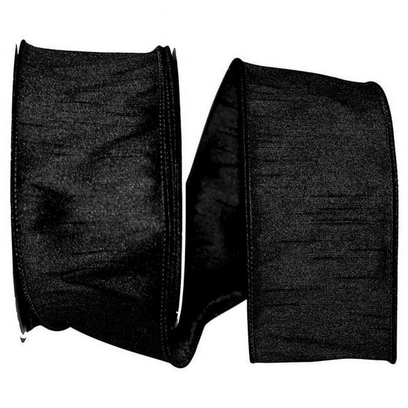 Reliant Ribbon - 92975W-031-40H, Dupioni Supreme Wired Edge Ribbon, Black, 2-1/2 Inch, 20 Yards