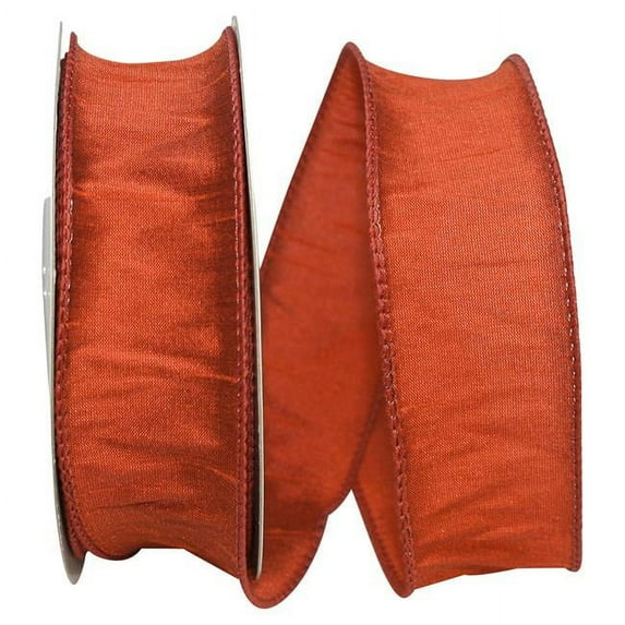 Reliant Ribbon - 92975W-049-09F, Dupioni Supreme Wired Edge Ribbon, Rust, 1-1/2 Inch, 10 Yards