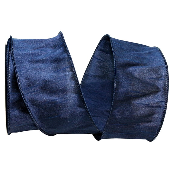 Reliant Ribbon - 92975W-055-40F, Dupioni Supreme Wired Edge Ribbon, Navy, 2-1/2 Inch, 10 Yards