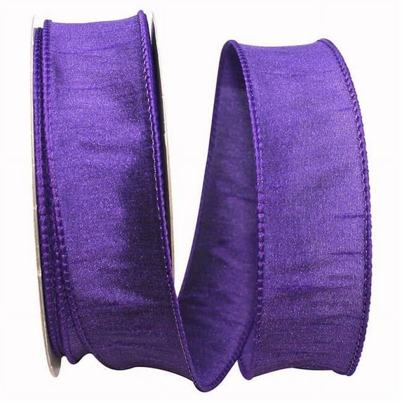 Reliant Ribbon - 92975W-064-09H, Dupioni Supreme Wired Edge Ribbon, Purple, 1-1/2 Inch, 20 Yards